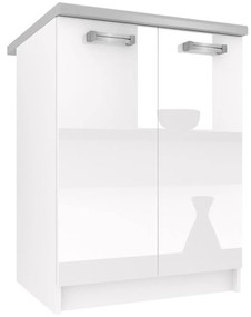 Kuchynská skrinka Belini spodná 60 cm biely lesk s pracovnou doskou   INF SD2-60/0/WT/W/0/D