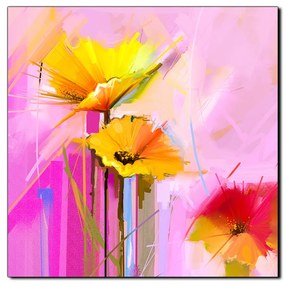 Obraz na plátne - Abstraktná maľba, jarné kvety reprodukcia - štvorec 3269A (50x50 cm)