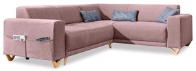 Ružová rozkladacia/s úložným priestorom rohová pohovka (pravý roh/do L) Classy Sophie – Miuform