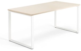 Kancelársky pracovný stôl QBUS, O-rám, 1600x800 mm, breza/biela
