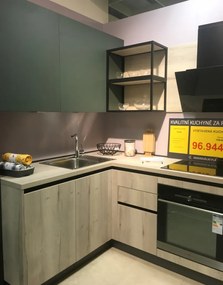 Zostava kuchyne Nitra - Roma - odpredajový kus, kašmír/dub/zelená