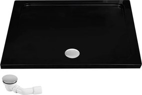 Rea Solar, sprchový kút s posuvnými dverami 100x80 cm + biela sprchová vanička Savoy, zlatá matná, KPL-96020