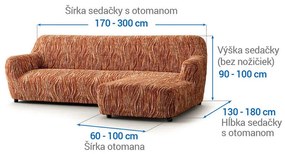 Bielastické poťahy UNIVERSO NOVÉ žíhané tehlové sedačka s otomanom vpravo (š. 170 - 300 cm)