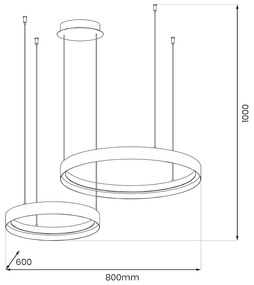 Závesné LED svietidlo Orbita, 2x LED 72w, 4000k, w/b