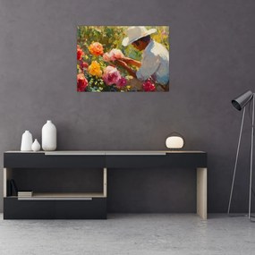 Sklenený obraz - Záhradník (70x50 cm)