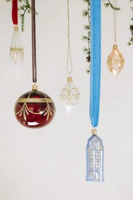 Bella Rose Sklenená vianočná ozdoba Oliva Ružová Lesk