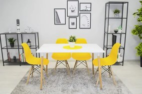 Set troch jedálenských stolička OSAKA žlté (hnedé nohy) (3ks)