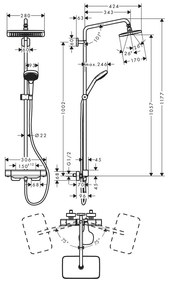 Hansgrohe Croma E, Showerpipe 280 1jet EcoSmart so sprchovým termostatom, chrómová, HAN-27660000