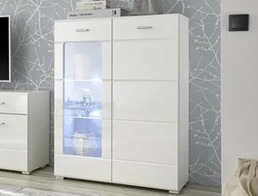 Skrinka s presklením Enrique, lesklá  biela%