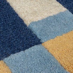 Modrý ručne tkaný vlnený koberec 160x230 cm Kai Wool Border – Flair Rugs
