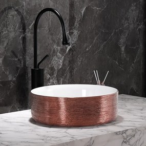 BPS-koupelny Keramické umývadlo na dosku HYD-LA-P-GL-360 36x36 cm, biele/ružové zlato