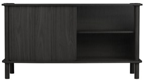 Čierna vitrína z dubového dreva s posuvnými dverami 135x73,5x48 cm Italic – UMAGE