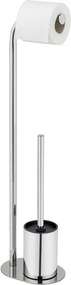 Stojan na toaletný papier so štetkou z nehrdzavejúcej ocele v lesklej striebornej farbe Levante – Wenko