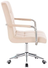 LuxuryForm DESIGN Stolička VERONA VELUR na striebornej podstave s kolieskami - krémová