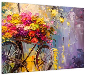 Obraz - Bicykel s kvetmi (70x50 cm)