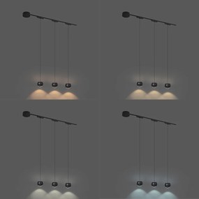 Moderný koľajnicový systém s 3 čiernymi závesnými svetlami 1-fázový - Magnetic Lance