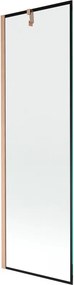 Mexen Next, 1-krídlová vaňová zástena 60 x 150 cm, 6mm číre sklo - čierny vzor, medená matná, 895-060-000-00-70-65
