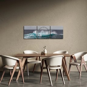 Obraz - Vlny v oceáne (s hodinami) (90x30 cm)