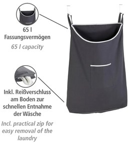Sivý závesný kôš na bielizeň Wenko Door Laundry, 65 l