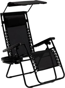 CH Záhradné skladacie relaxačné kreslo so strieškou Zero III - čierna