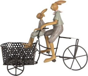 Dekorácia králiky na bicykli s košíkom - 28*12*23 cm