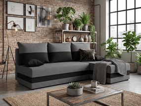 Rozkladacia obojstranná sedacia súprava do L VALERIO SLIM 200x140 cm, tmavosivá/antracitová + 2 vankúšiky ZDARMA
