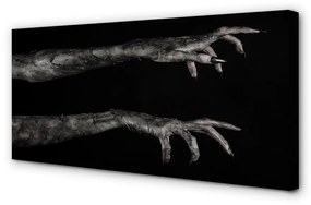 Obraz canvas Čierne pozadie špinavé ruky 140x70 cm