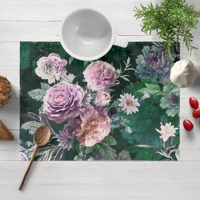 Biante Dekoračné prestieranie na stôl Parma PM-114 Fialové kvety na tmavo zelenom 30x40 cm