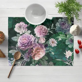 Biante Dekoračné prestieranie na stôl Parma PM-114 Fialové kvety na tmavo zelenom 30x40 cm