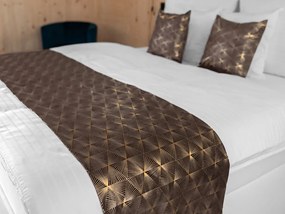 Biante Zamatový prehoz/behúň na posteľ Isabela IBL-012 Rose Gold trojuholníky na hnedom 50x180 cm
