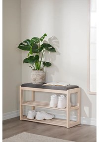 Čierna skrinka na topánky z dubového dreva s lavicou Confetti – Rowico