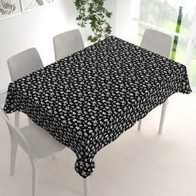 Biante Detský bavlnený obdĺžnikový obrus Sandra SA-104 Biele pirátske lebky na čiernom 60x100 cm