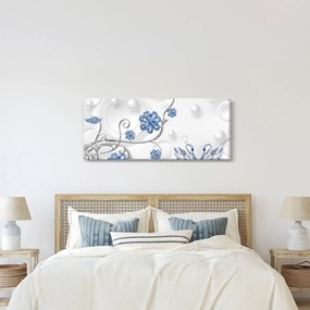 Obraz - Modré labute (120x50 cm)