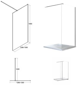 D‘Eluxe - SPRCHOVÉ ZÁSTENY - Sprchová zástena WALKER WP44N 90-140xcm sprchové zásteny Walk In číre 8 čierna univerzálna - ľavá/pravá 120cm 130 195 130x195