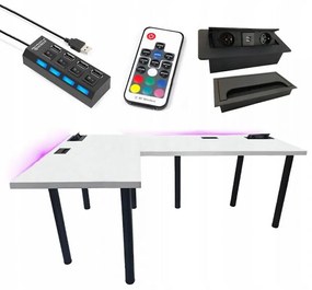 Písací Stôl Roh. Top Biely 180x120x3,6 Model 3