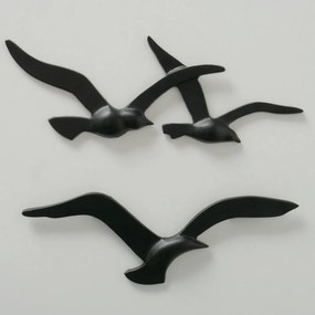 Kovová dekorácia na stenu Black Bird 13x35 cm + 12x40 cm