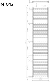 Mereo Mereo, Vykurovací rebrík, 450x1850 mm, 1090 W, rovný, biely, stredové pripojenie, MER-MT04S
