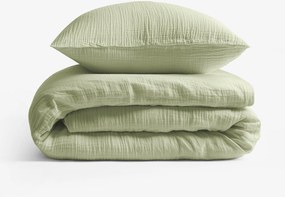 Goldea mušelínové posteľné obliečky – svetlo šalviové 150 x 200 a 50 x 60 cm