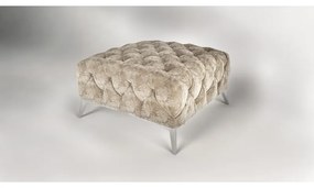 TABURET LARISSA CHESTERFIELD BÉŽOVÁ ZAMATOVÁ LÁTKA 80 x 80 cm