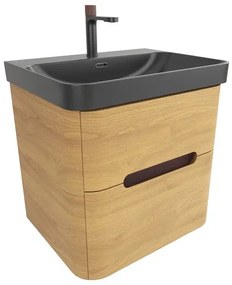 Kúpeľňová skrinka s umývadlom SAT Fusion 57,5x53x45 cm dub medový mat SATFUSION260DMBKMB, 1 ks