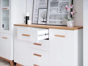 Komoda FELISIA biely prírodný dub 130 cm
