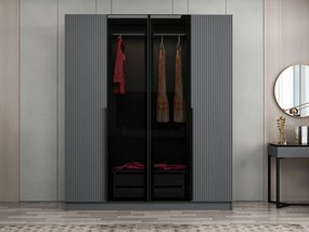 Elegantná šatníková skriňa ShadowLux sivá s dymovými dvierkami 210 x 180 x 52 cm