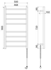 Sapho - Elektrický sušák na uteráky REDONDO 75W/230V 50x90 cm matná čierna