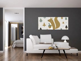 Obraz - Veverička s orieškom (120x50 cm)
