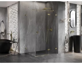 Mexen Lunar T, výklopný sprchový kút pravý 135 x 80 cm, 8mm číre sklo, zlatý profil, 834T-135-080-50-00-P