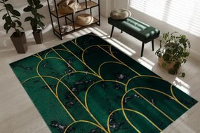 Koberec EMERALD exkluzívny 1016 glamour, styl art deco, marmur fľaškovo zelený / zlatý