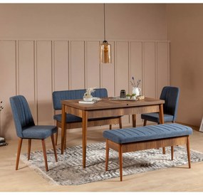 Lavica Vina Dark Blue and Walnut