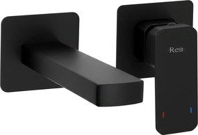 Rea Arlo, podomietková umývadlová batéria 200 mm + BOX inštalačný systém, čierna matná, REA-B5609