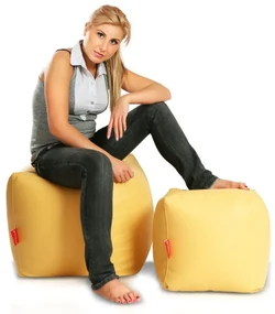 EF1035 Ecopuf Taburetka - CUBE - S ekokoža E3 - Maslová