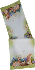 Veľkonočný obrus Zajkovia s kuriatkom 40 × 140 cm